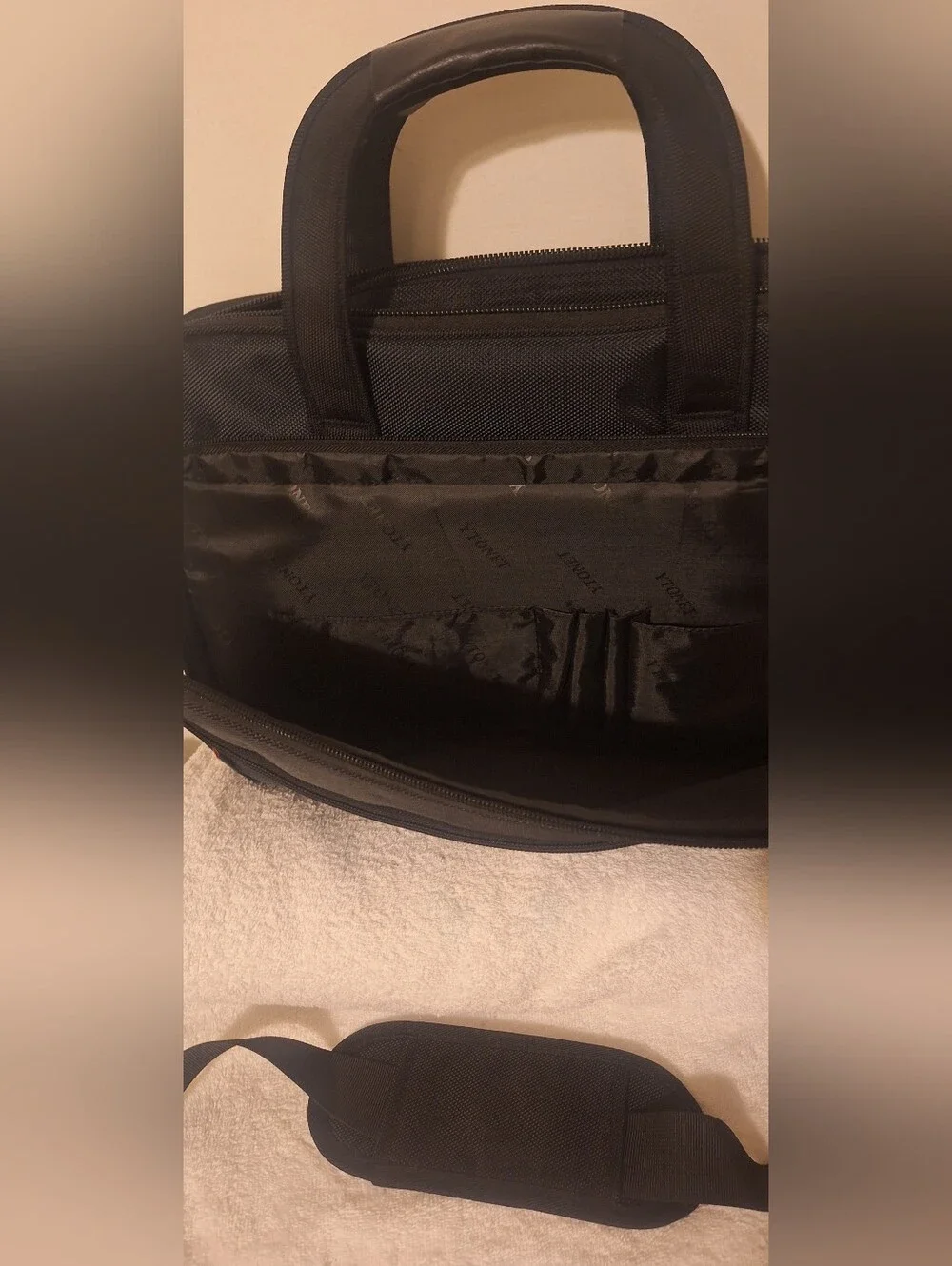 YTONET Black Men's Laptop Briefcase with Shoulder Strap